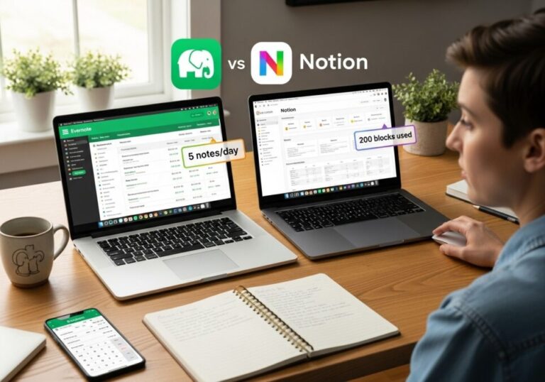 Evernote vs Notion pricing when you actually use them every day